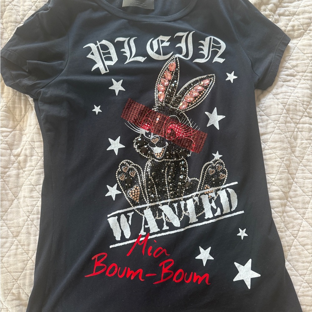 Philipp Plein Black Bunny Graphic Tee for Woman (Size S)